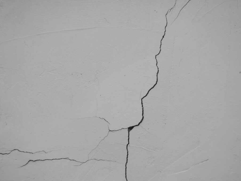 Foundation wall crack that can let water and radon into a home